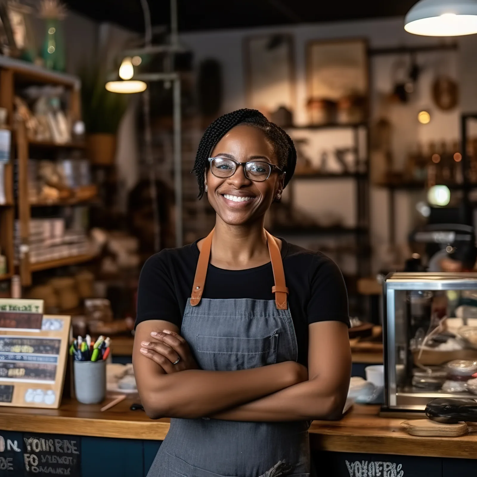 Smiling business owner reviewing daily profits